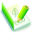 Vector green eco book with pencil