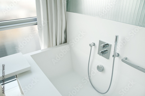 Illustration: Modern white bathroom interior Modern white bathroom interior