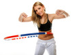 Photo: young fitness woman with hula hoop isolated young fitness woman with hula hoop isolated