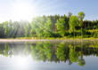 Spring landscape with pond in Czech Republic