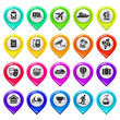 Map marker with icons-set five