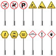 vector illustration of collection of traffic signpost