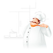 vector illustration of chef cooking in kitchen