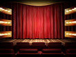 red fabric curtain on golden stage