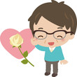 バラの花と父の日のお父さん