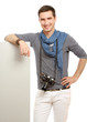 Photo: portrait of a young photographer with a camera, portrait of a young photographer with a camera,