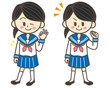 セーラー服の学生　グッド　やる気