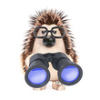 Illustration: Cute hedgehog is bird watching Cute hedgehog is bird watching