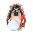 Cute hedgehog loves golf