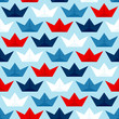 Seamless Pattern Paperboats & Waves