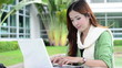 Beautiful young student smiling after interview job success