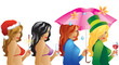 Vector: Four vector beautiful girl. Four vector beautiful girl.