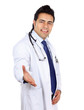 A male doctor giving his hand for a handshake