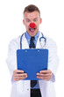 amazed idiot doctor reading notes