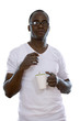 Photo: African american with cup tea or coffee African american with cup tea or coffee