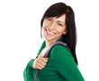 Female student with bag, isolated on white background