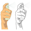 Hand Holding A Spray Bottle Vector