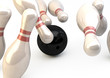 Bowling Pins and Ball - Strike Illustration