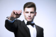 Hand of business man write or writing on tablet pc touch screen