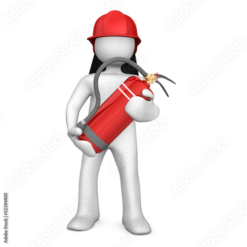 Illustration: Fireman With Extinguisher Fireman With Extinguisher