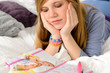 Lying depressed girl with broken heart