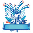 poseidon surfer with banner
