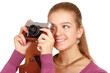 Photo: Beautiful young woman with camera Beautiful young woman with camera