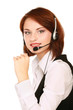 Photo: Beautiful business woman with headset. Call center Beautiful business woman with headset. Call center