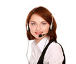 Photo: Beautiful business woman with headset. Call center Beautiful business woman with headset. Call center
