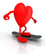 heart with arms and legs on skateboard