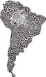 Jaguar on the map of South America