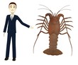 3d render of cartoon character with spiny lobster