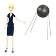 3d render of cartoon character with sputnik