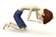 cartoon man in swimsuit very sad