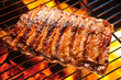 Grilled pork ribs on the grill. Grilled pork ribs on the grill.