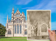 old cathedral artificially aged photo concept