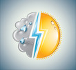 Vektor: Mixture of cloud, sun and lightning bolt Mixture of cloud, sun and lightning bolt