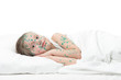 sick girl lying in bed