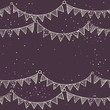 Cute greeting card with childish bunting flags outlines.