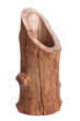 wooden vase of logs isolated on white background