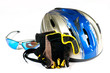still life with helmet and  sunglasses