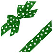 green bow with hearts and ribbon