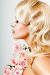 beautiful blonde curls and pink roses
