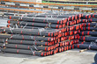 Stacked PVC and steel pipe ready for shipment