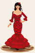 Vector: Young elegance flamenco girl, vector illustration Young elegance flamenco girl, vector illustration