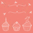 Greeting card or invitation template with cupcakes.