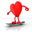 heart with arms and legs on skateboard