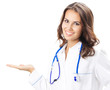 Doctor showing something, isolated
