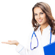 Doctor showing something, isolated
