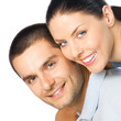 Photo: Portrait of young couple, isolated Portrait of young couple, isolated